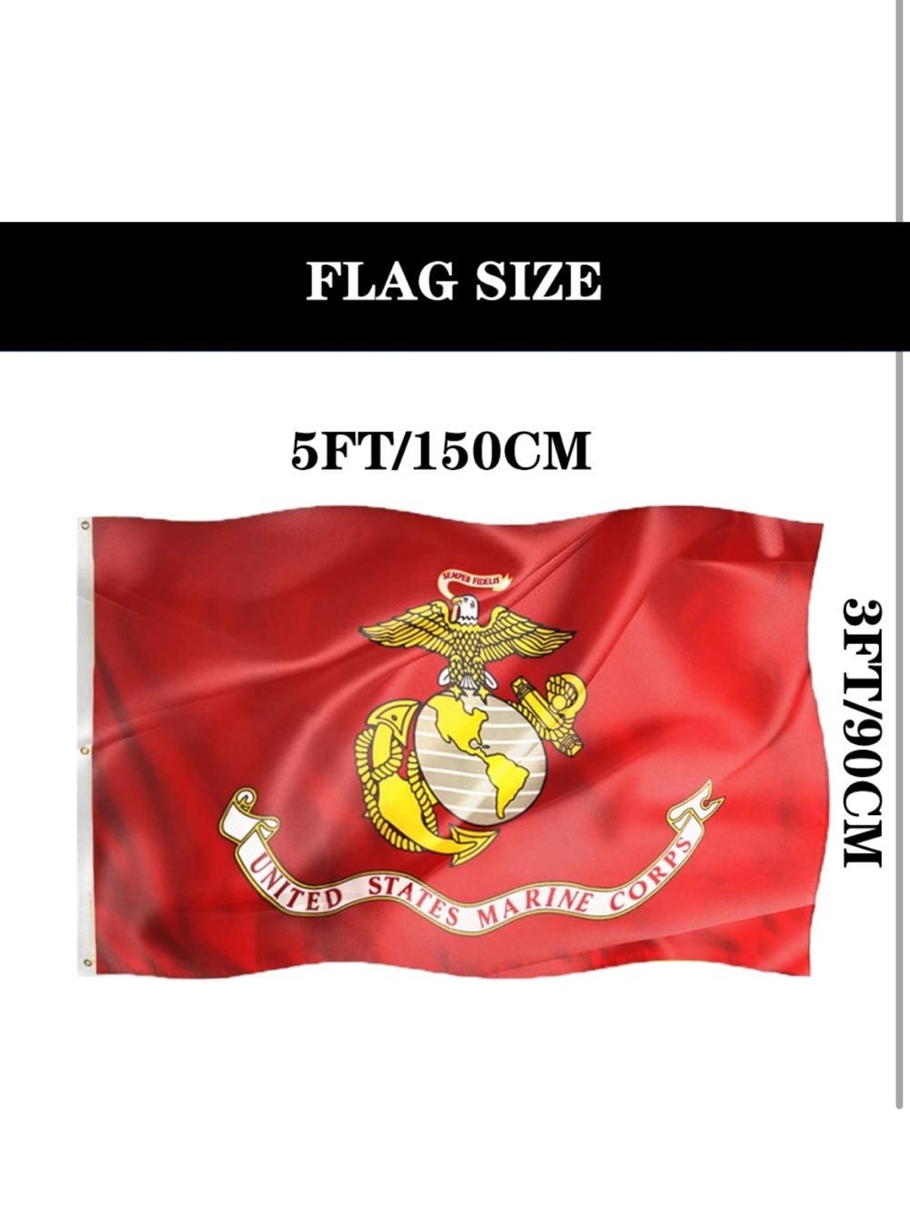 Amazon US Marine Corps Flag 3x5 FT Outdoor- UV Fade Resistant USMC Flags Banner - Picture 7 of 7
